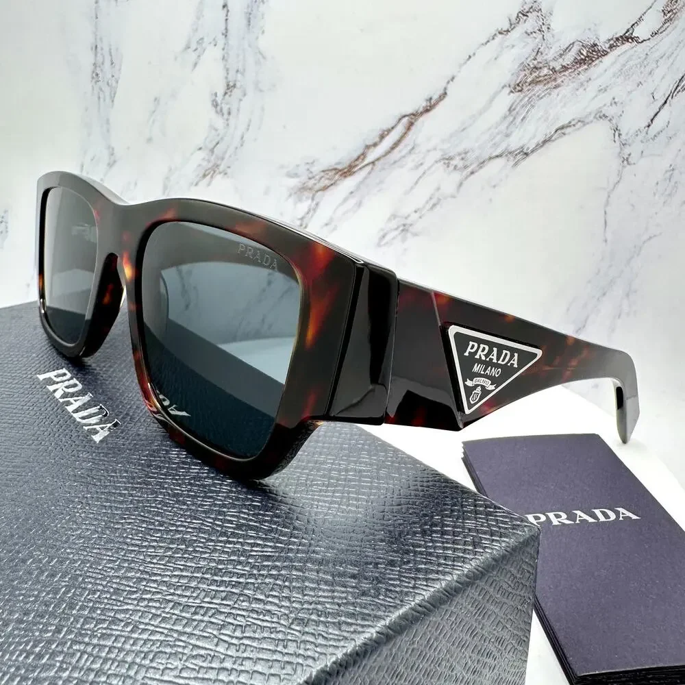 New PRADA Sunglasses Brown Root Tortoise Square Men's Plaque Logo - Picture 13 of 16